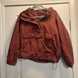 Billabong Girls Brown Pullover Hooded Windbreaker Quarterzip, Size Large